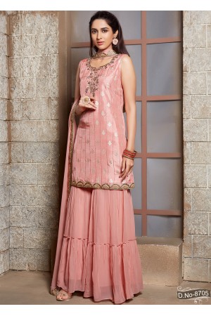 Pink Georgette  Sharara